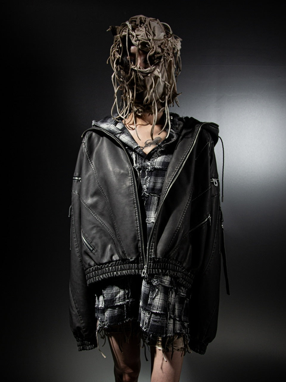【DIG YOUR OWN GRAVE】LEATHER ZIP HOODY / 【ディグユアオウングレイブ】レザージップアップ長袖パーカー