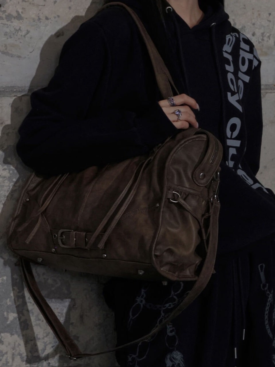 【FANCY CLUB】BELTED WASHING LEATHER BAG / 【ファンシークラブ】ベルトウォッシングレザーショルダーバッグ