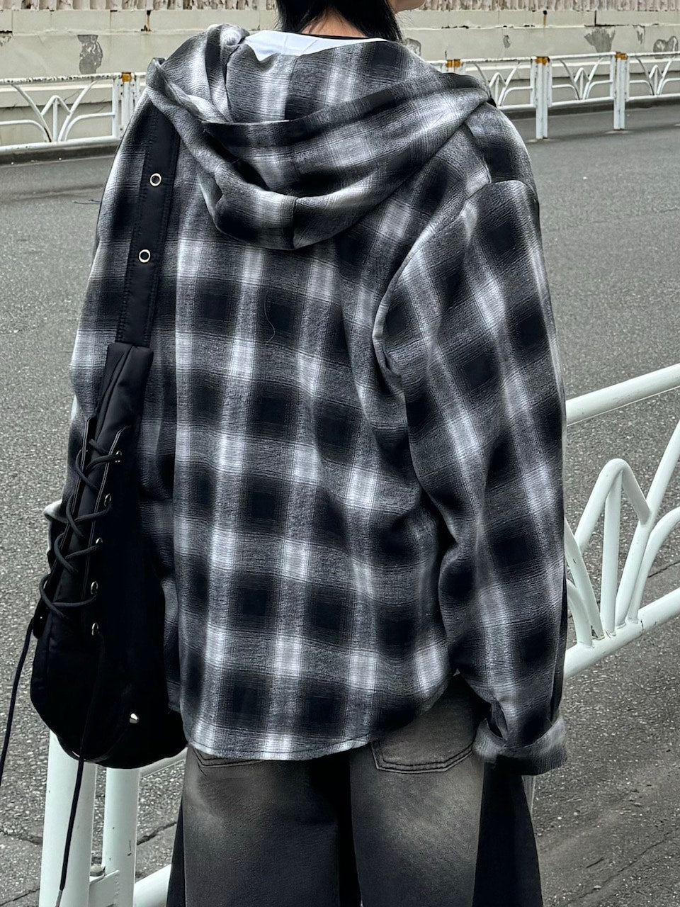 受注制【Chikashitsu +】tartan check hooded shirt (3color) / 【チカシツプラス】タータンチェックフード付き長袖シャツ