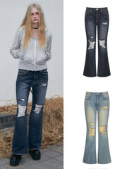 【NOT KNOWING】Destroyed Flared Jean