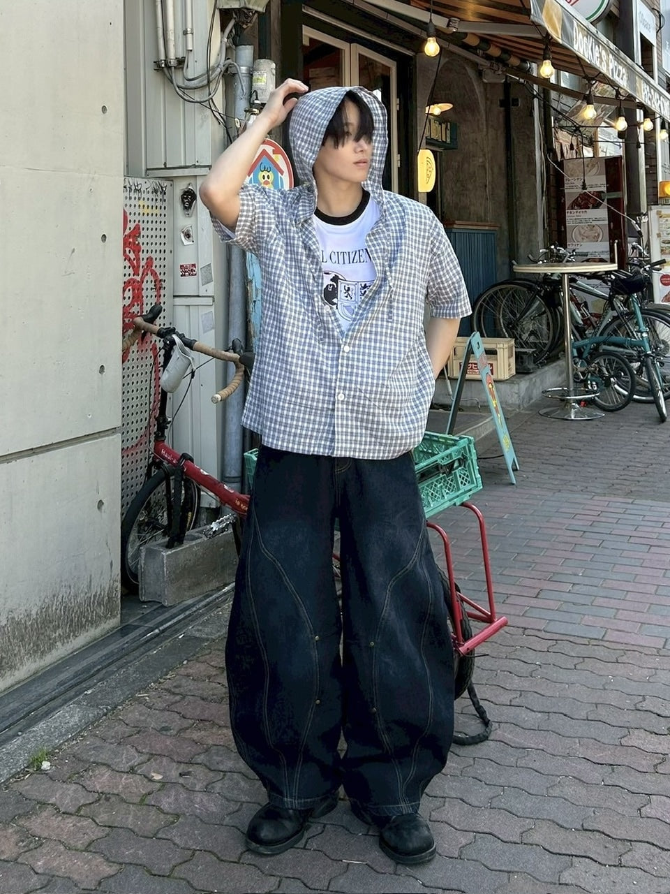 【youll】check shirt hoodie (2color)