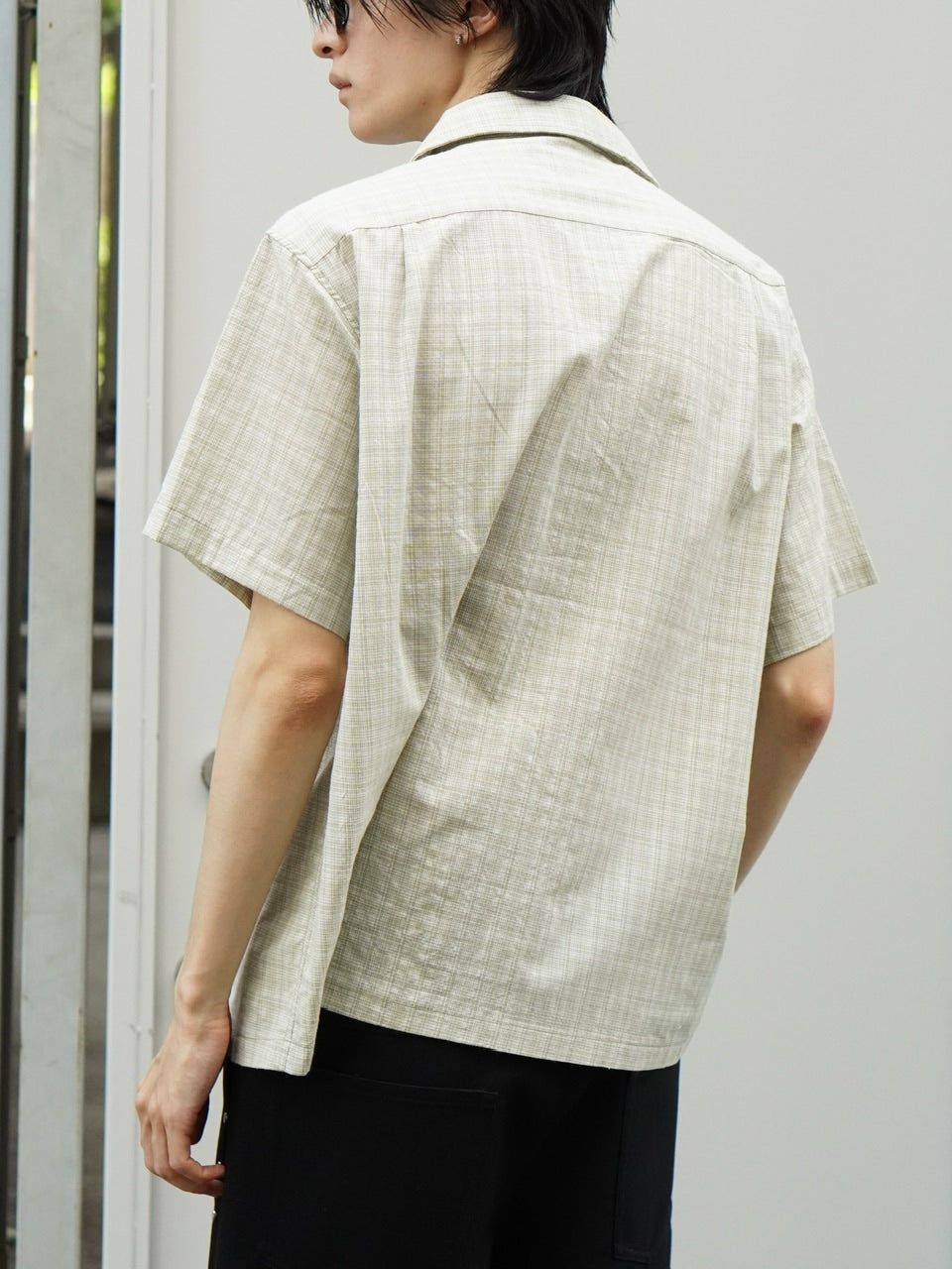 東京店WEB限定受注制【Chikashitsu +】Open collar check shirt (2color)