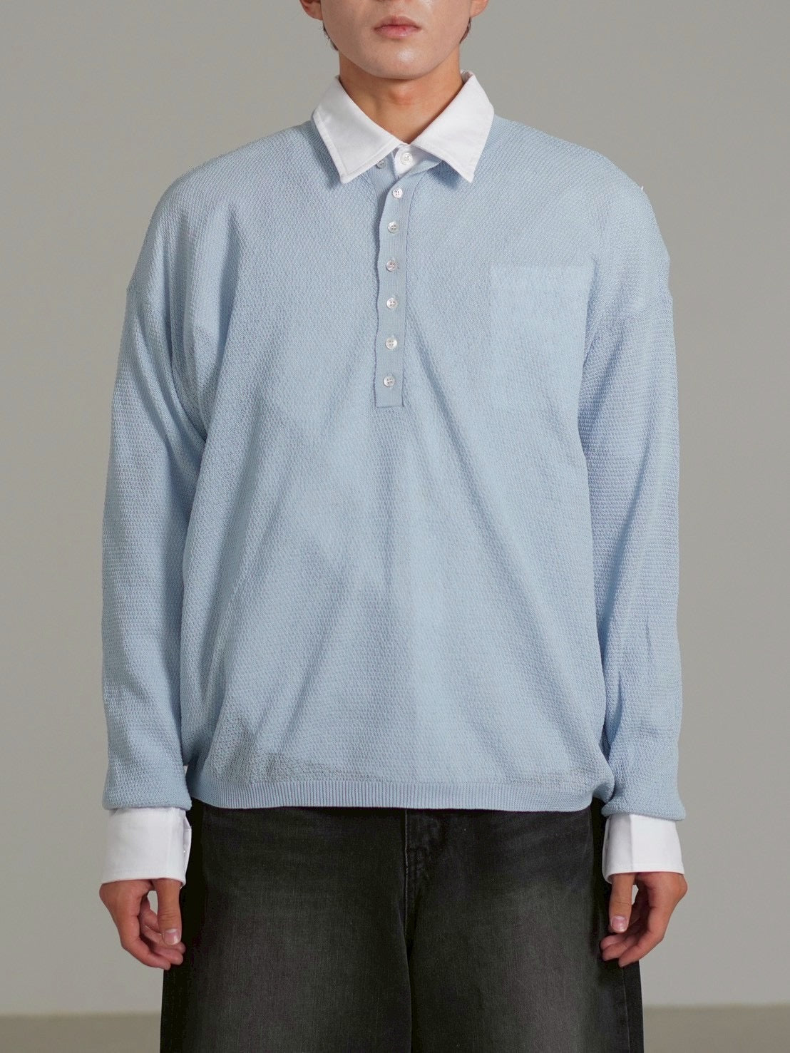 【Chikashitsu +】light touch henry neck knit / 【チカシツプラス】ライトタッチへンリーネックニット (3color)