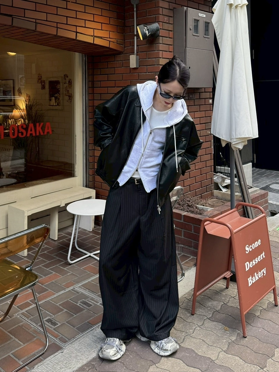 受注制【Chikashitsu +】draw cord stripe wide slacks / 【チカシツプラス】ドローコードストライプワイドスラックス (2color)