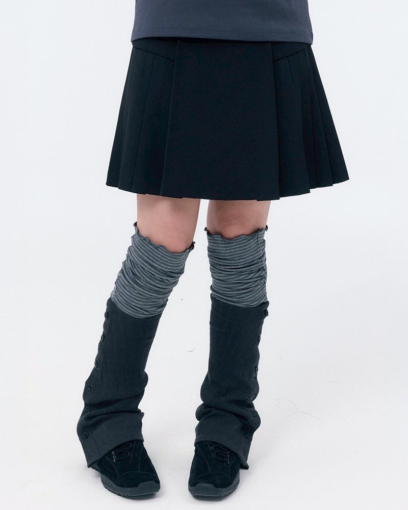 【Miseki seoul】 Striped layered button leg warmer