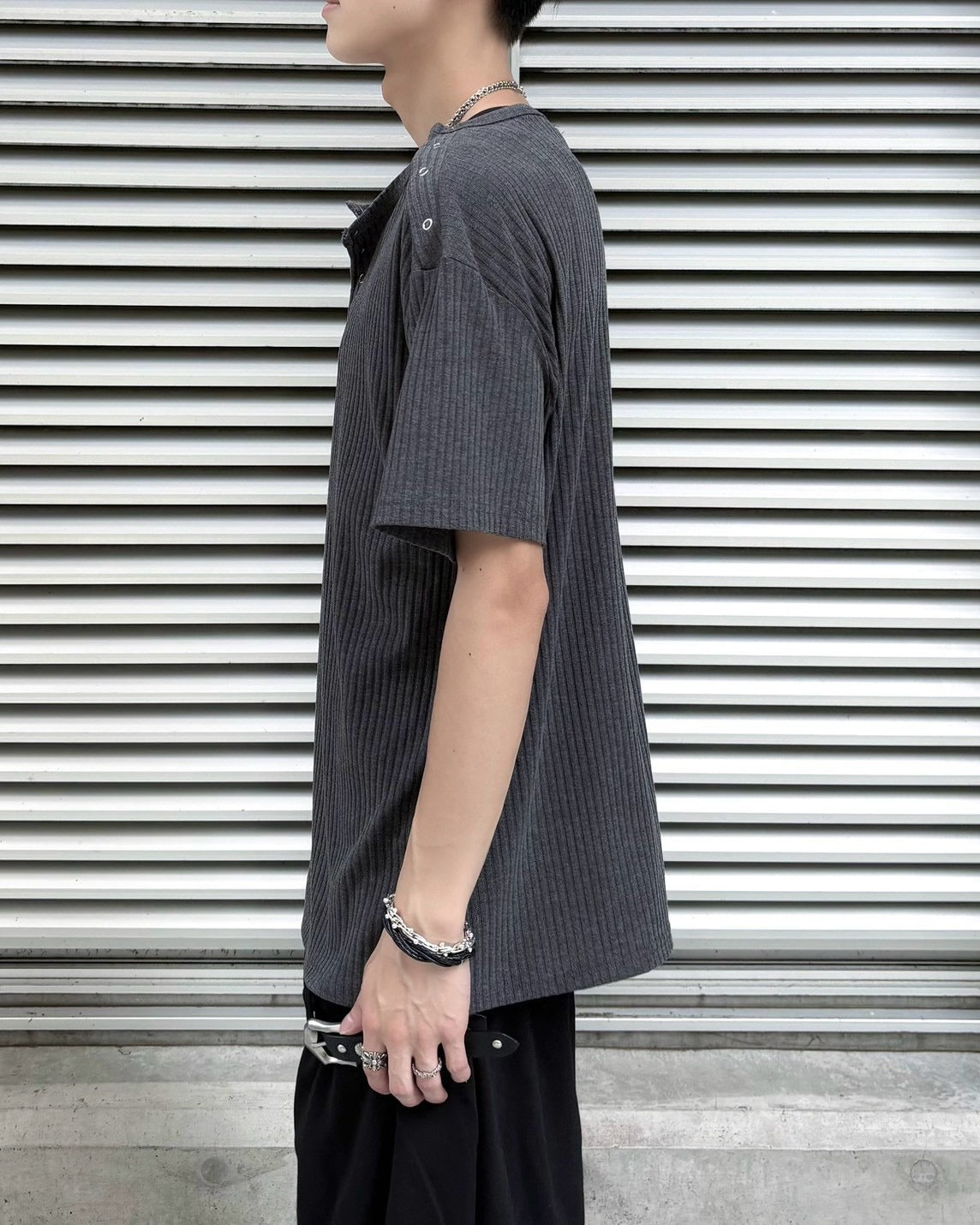 受注制【nmtc+】Shoulder Henley Eyelet Tee (3color)