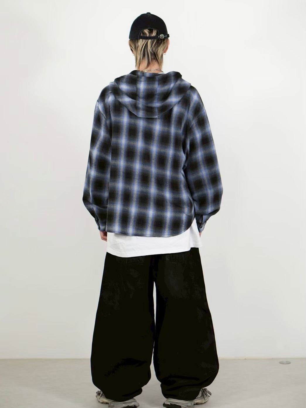 受注制【Chikashitsu +】tartan check hooded shirt (3color)