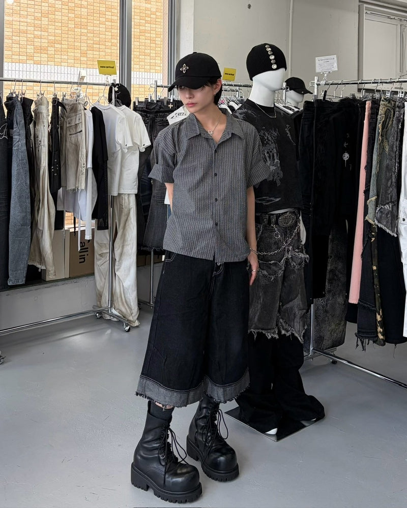 国際配送【LUV CODE】archive wide denim shorts