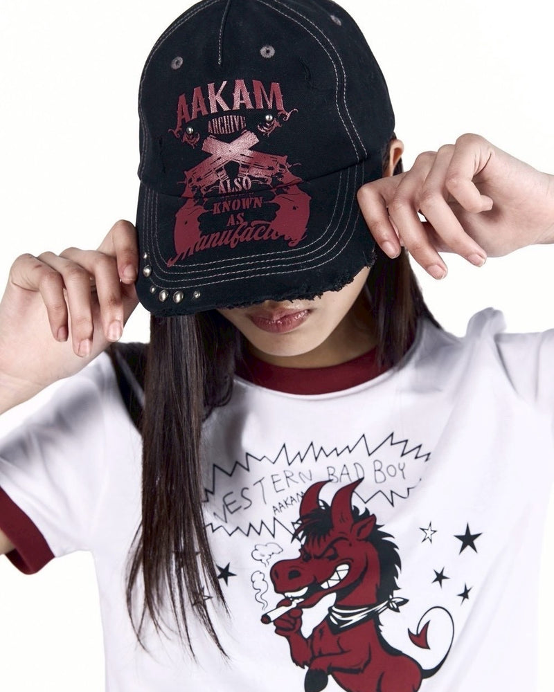 【AAKAM】Pistol Studded Ball Cap