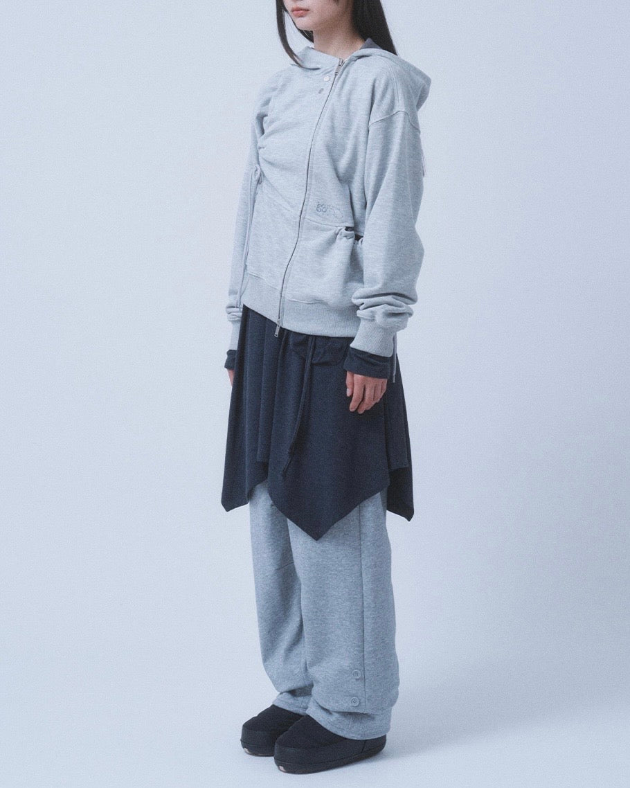 【TUOMIO】SHIRRING WAFFLE HOOD ZIP-UP