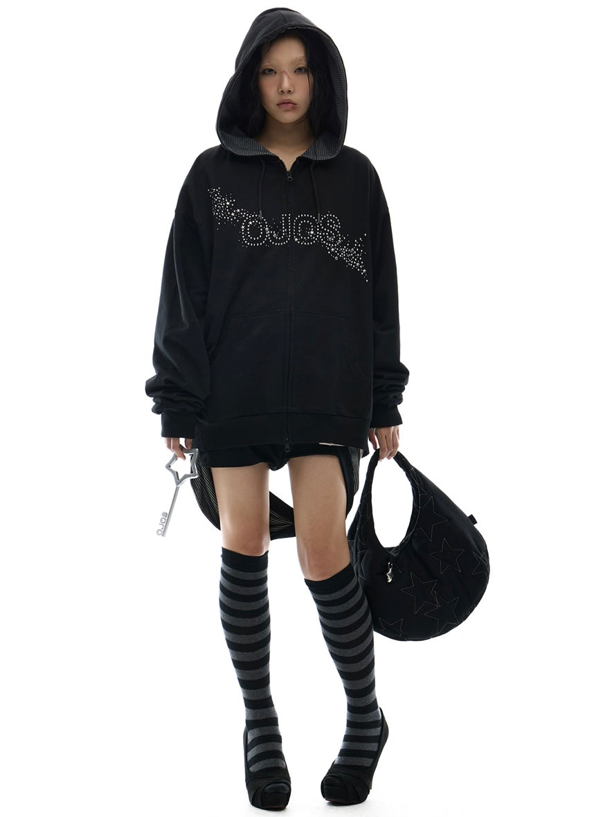 【OJOS】Hotfix Logo Hoodie Zip-up