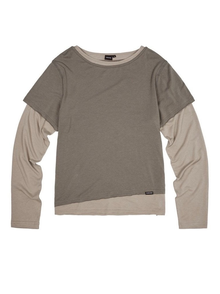 【AAKAM】Contrast Layered Long Sleeve
