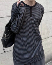 受注制【nmtc+】Striped Henley Long Sleeve