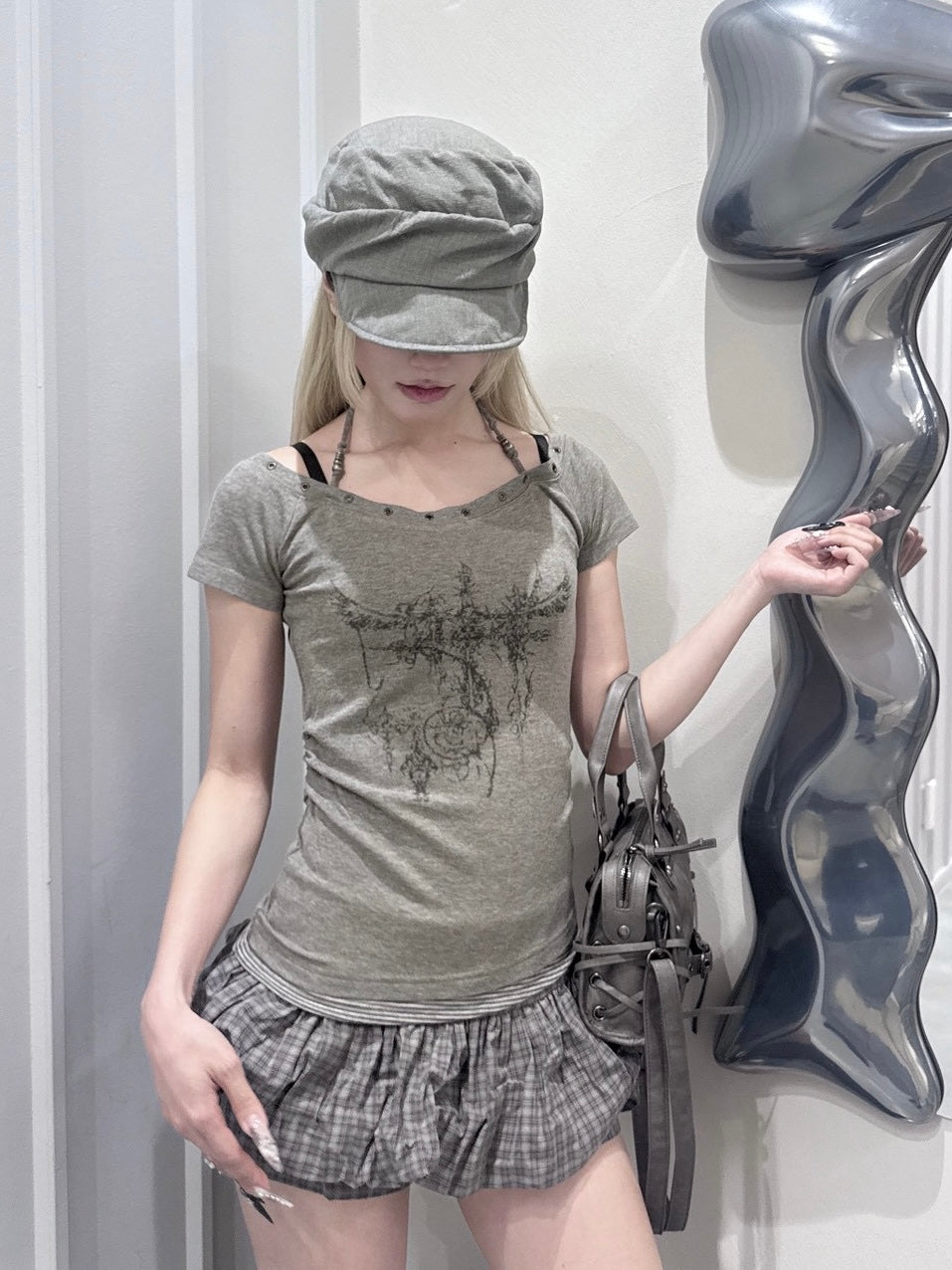 6/19 20:00発売 受注制【nmtc+】Anco Studded Halter Neck Tee (3color)