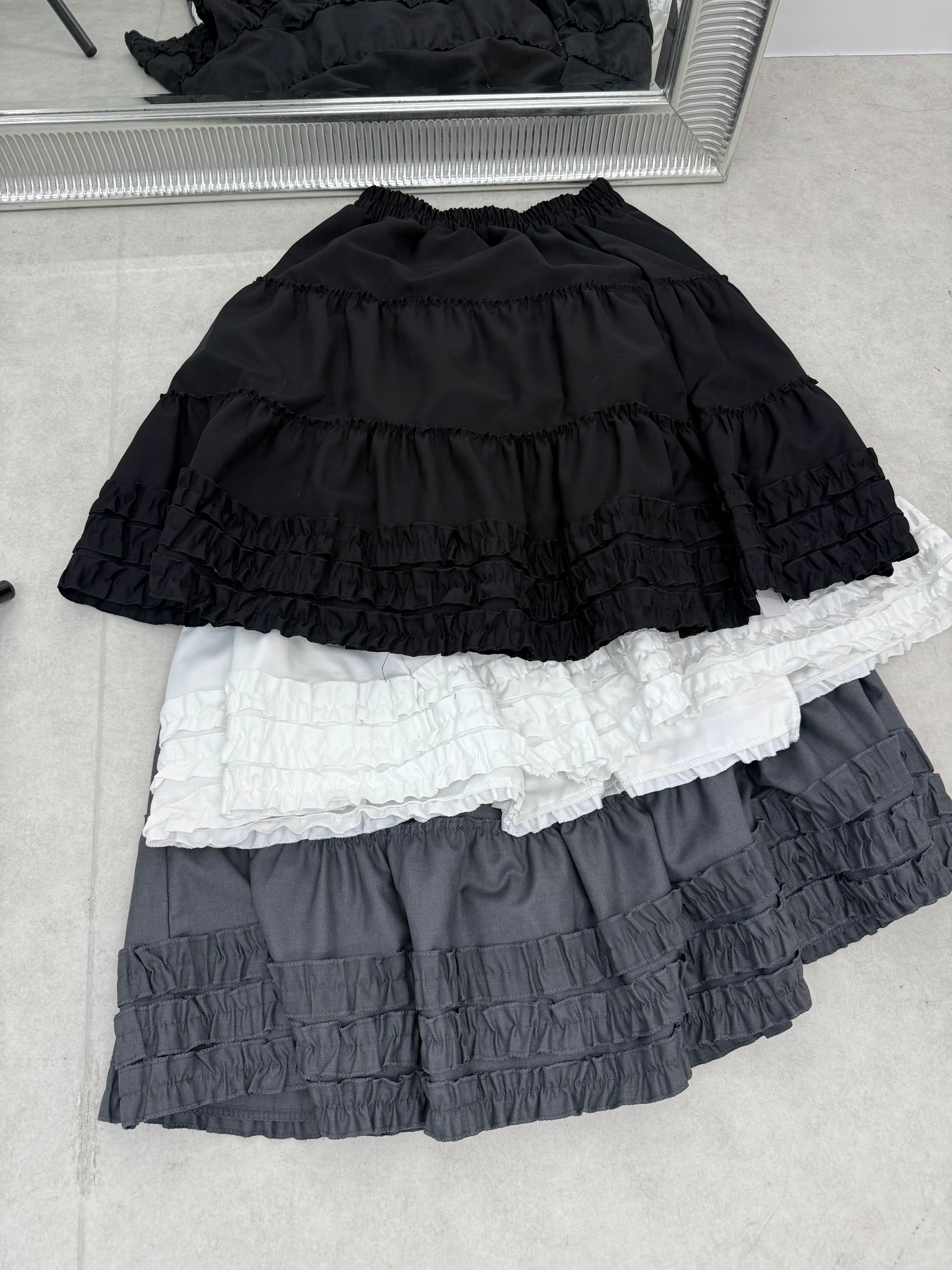 国際配送【Nerd out XU】midium frill banding skirt (3color)