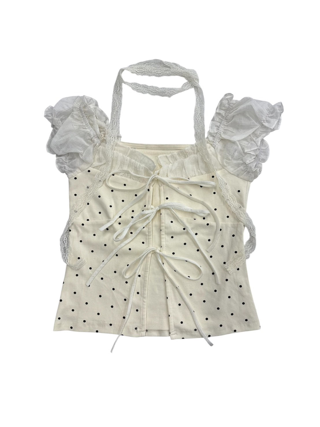 【nmtc+】Dot Lace Ribbon Blouse (2color)