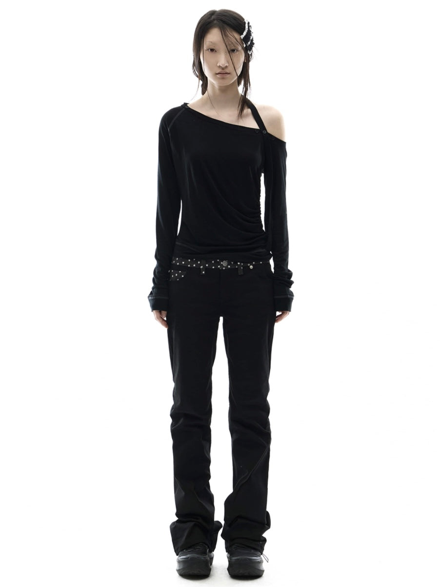 【OJOS】Star Trim Bootcut Trousers