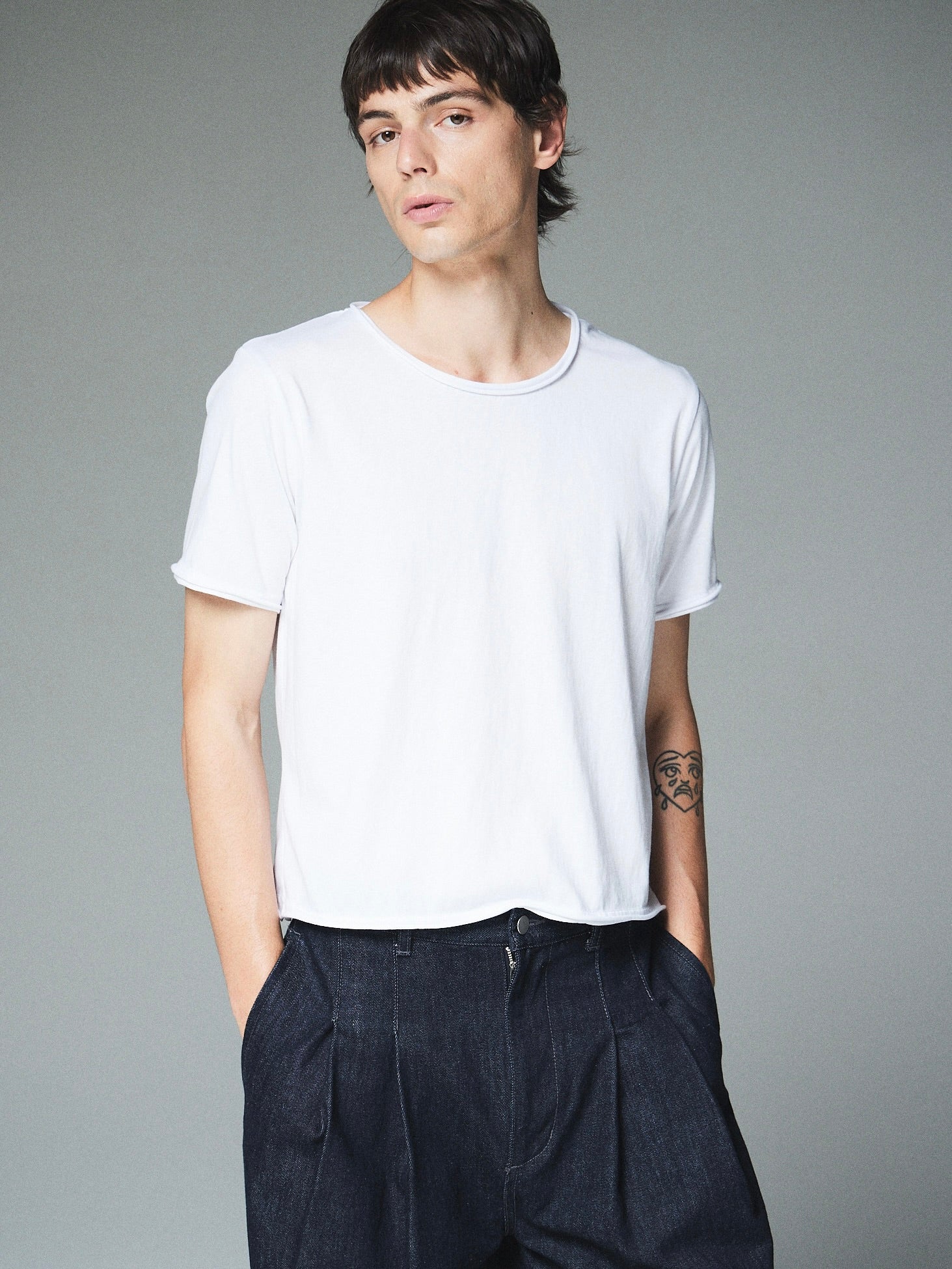 【CS】cut off pack tee (white/black）