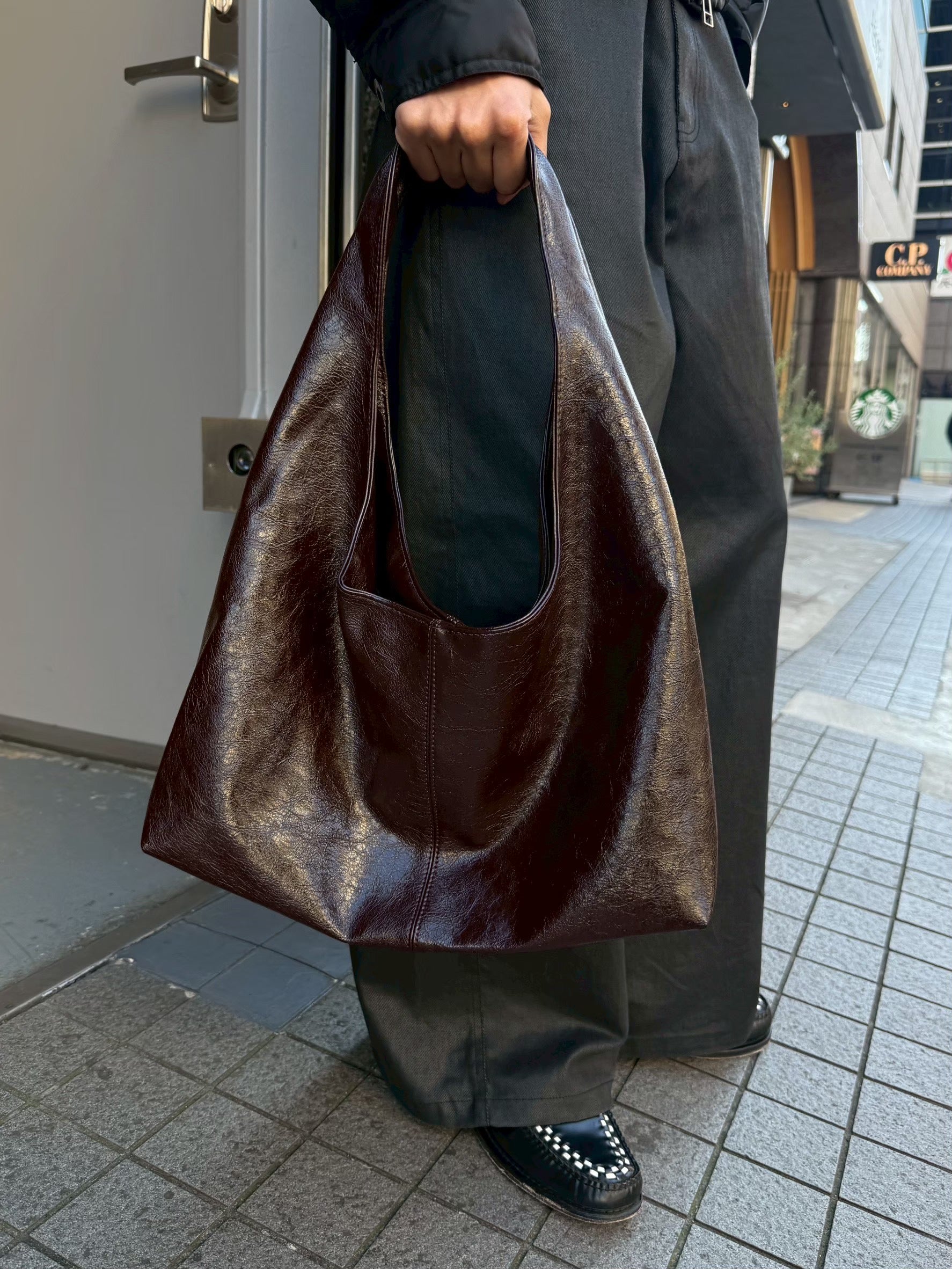 受注制【Chikashitsu +】triangle non-leather bag / 【チカシツプラス】トライアングルノンレザーバッグ (2color)