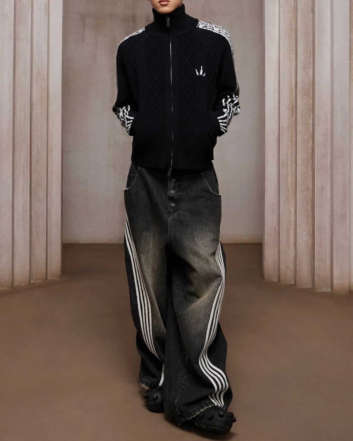 【DND4DES】Music Note Jacquard Knit Jacket