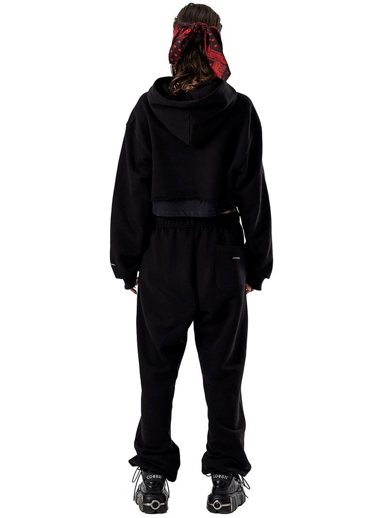 【running high】ARCH LOGO LAYERED CROP HOODIE