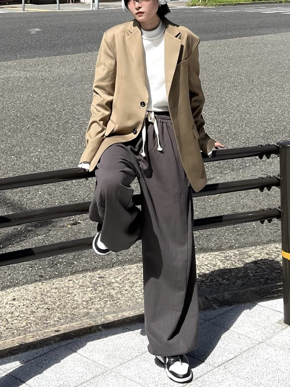 【Chikashitsu +】side button balloon sweat pants (3color)