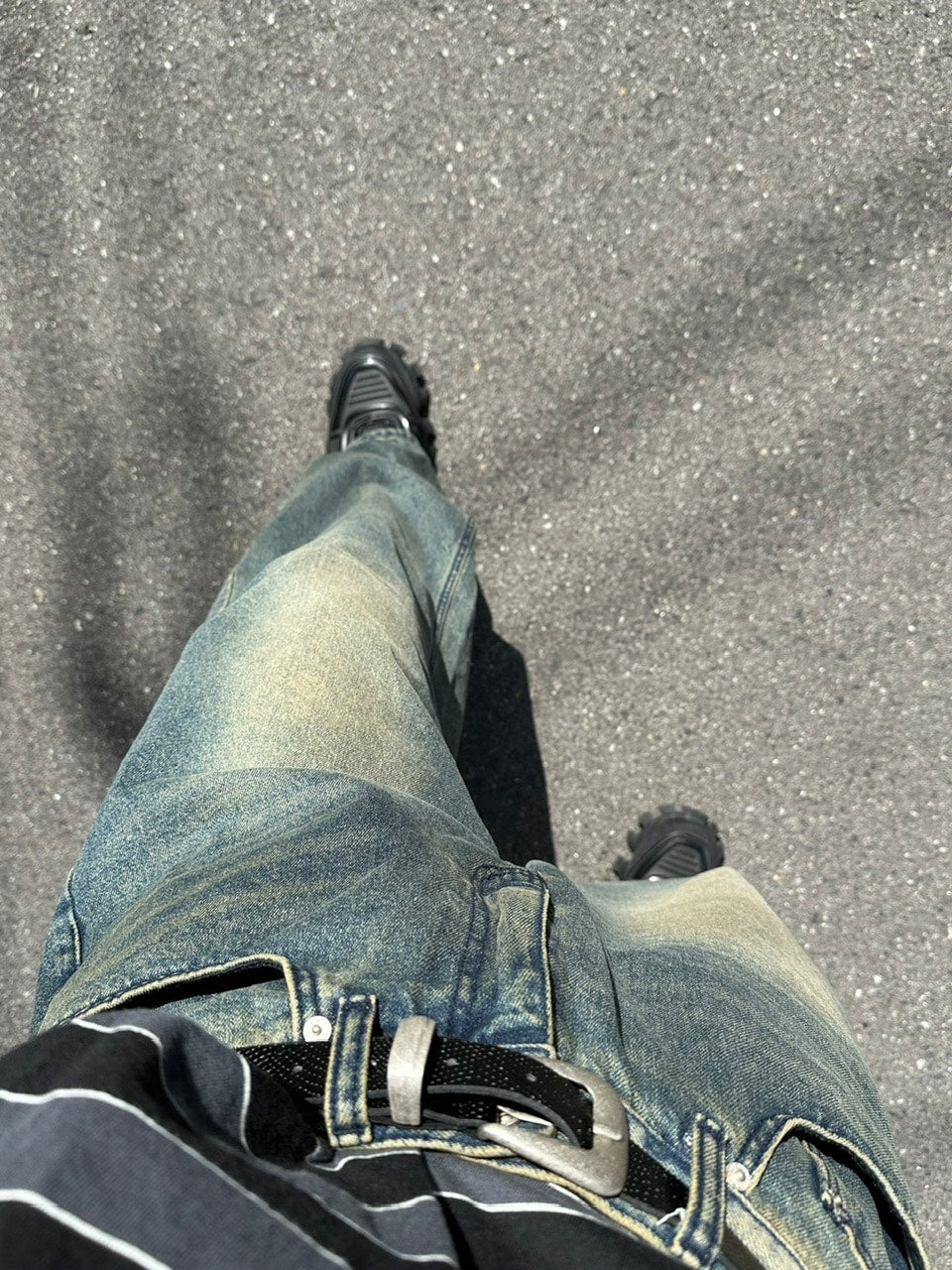 受注制【Chikashitsu +】vintage wash semi wide denim pants / 【チカシツプラス】ヴィンテージウォッシュセミワイドデニムパンツ