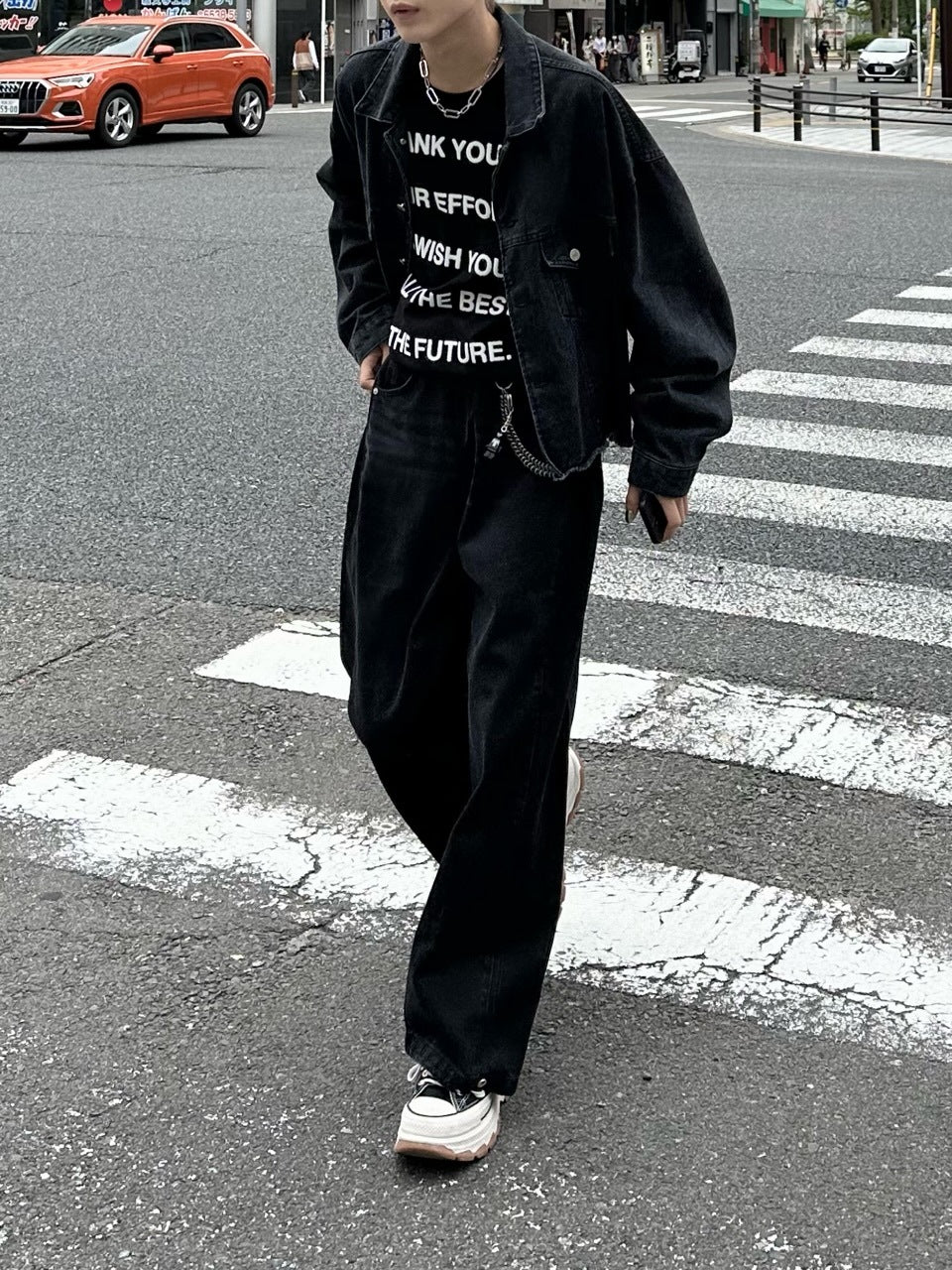 【Chikashitsu +】snap button denim pants (2color)