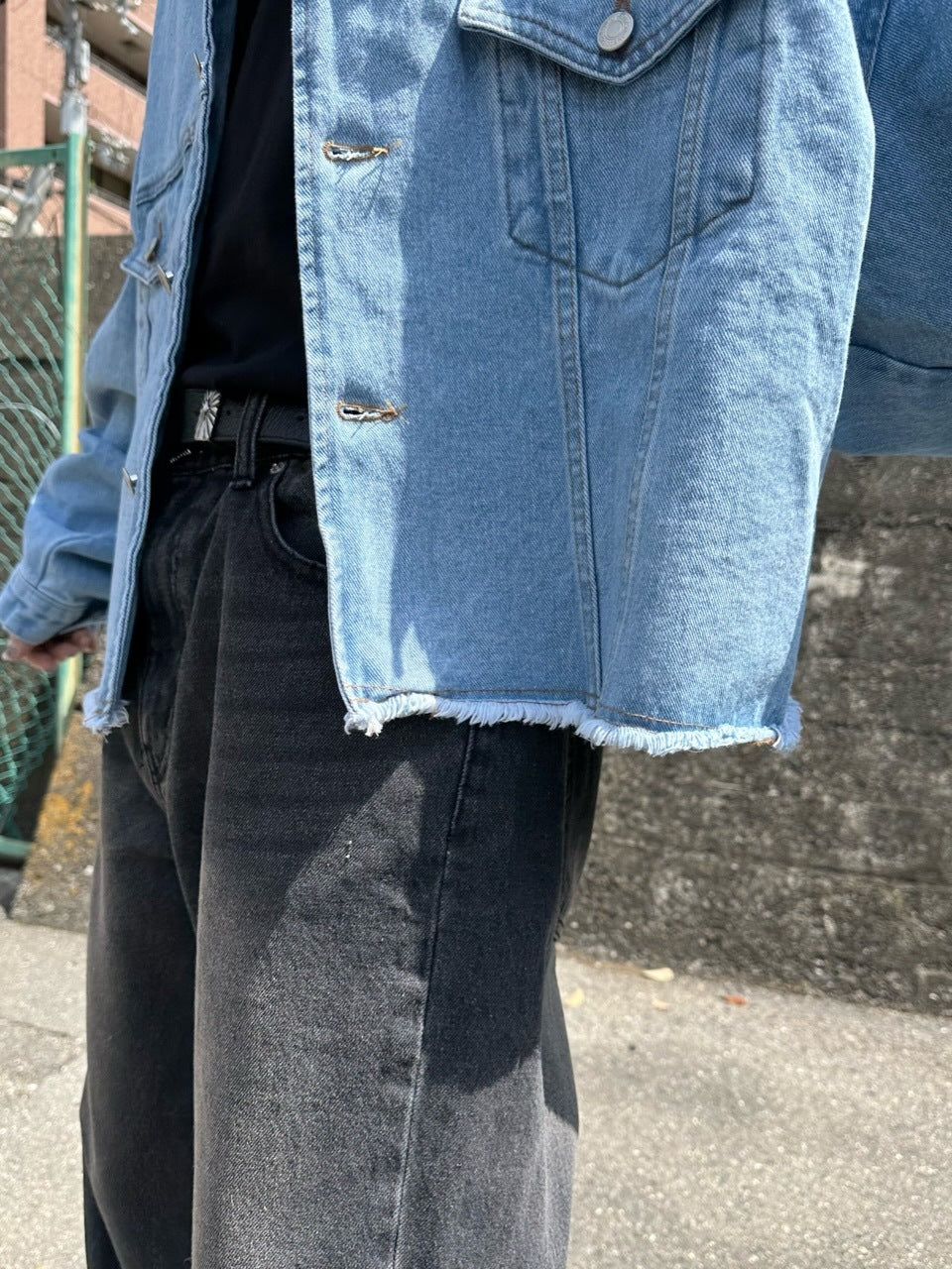 大阪店WEB限定受注制【Chikashitsu +】cutting cropped denim jacket (3color)