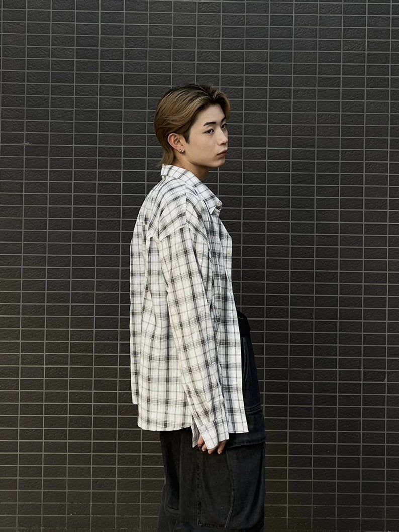 大阪店WEB限定受注制【Chikashitsu +】linen check shirt (3color)