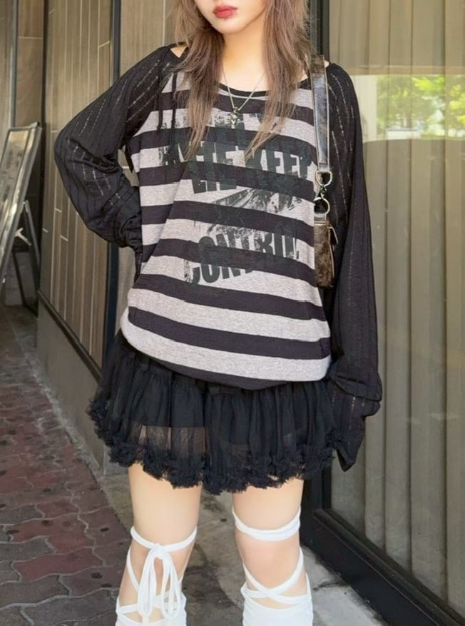 【Uglyshadow】MESH FRILL CANCAN SKIRT