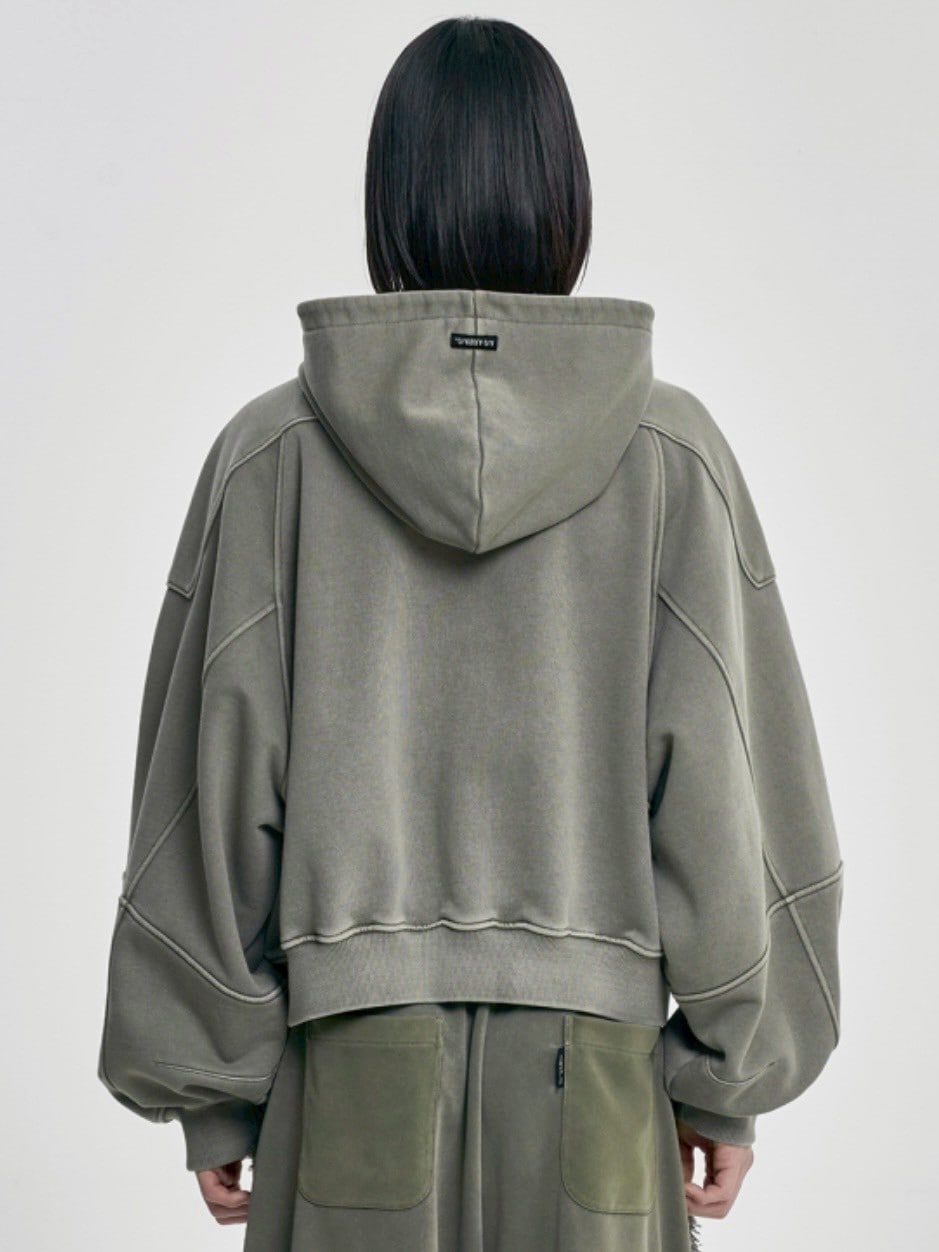 【AJOBYAJO】Vintage Pigment Zip-Up Hoodie
