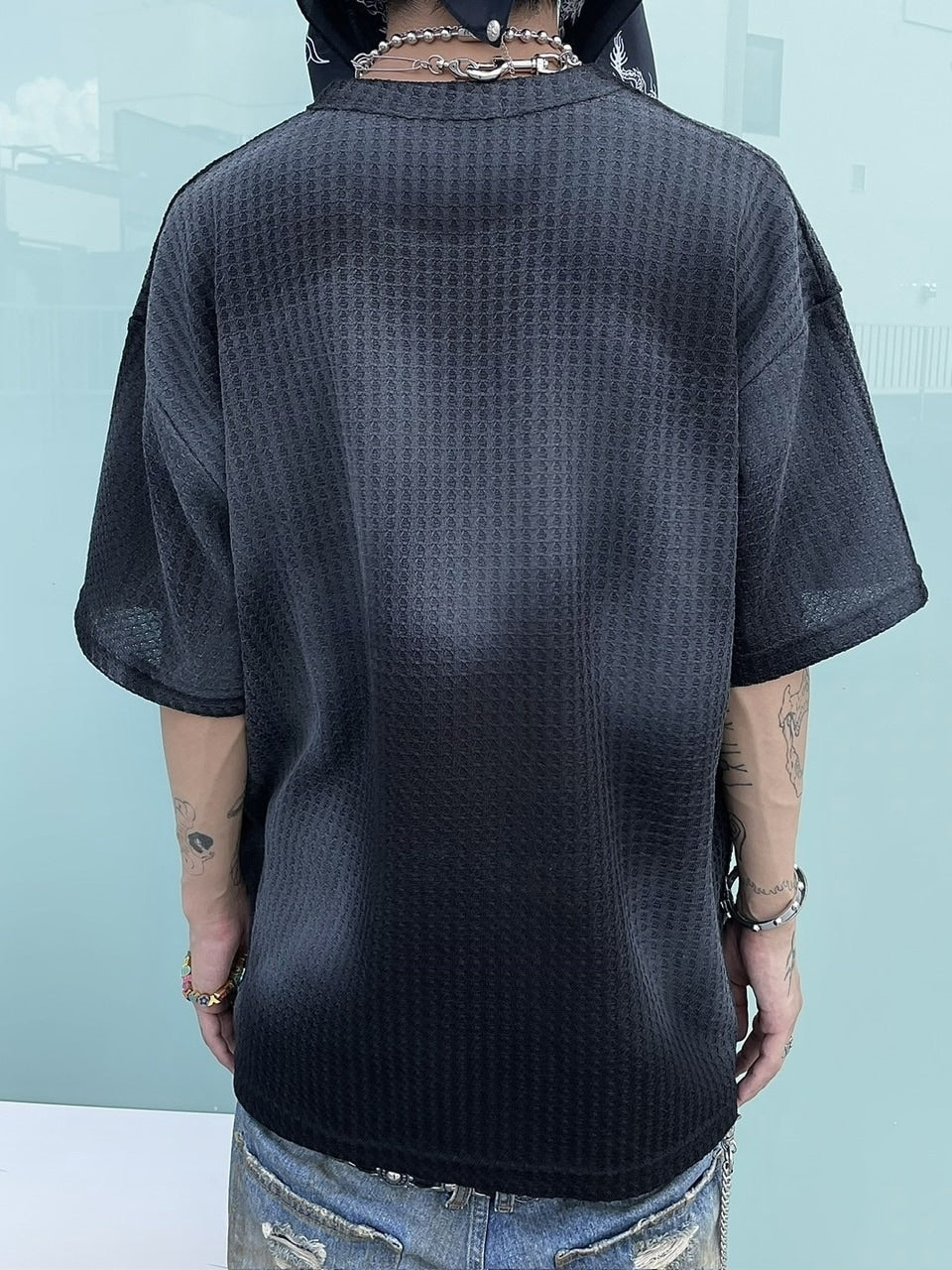 受注制【Never mind the XU】washing waffle tee (3color)