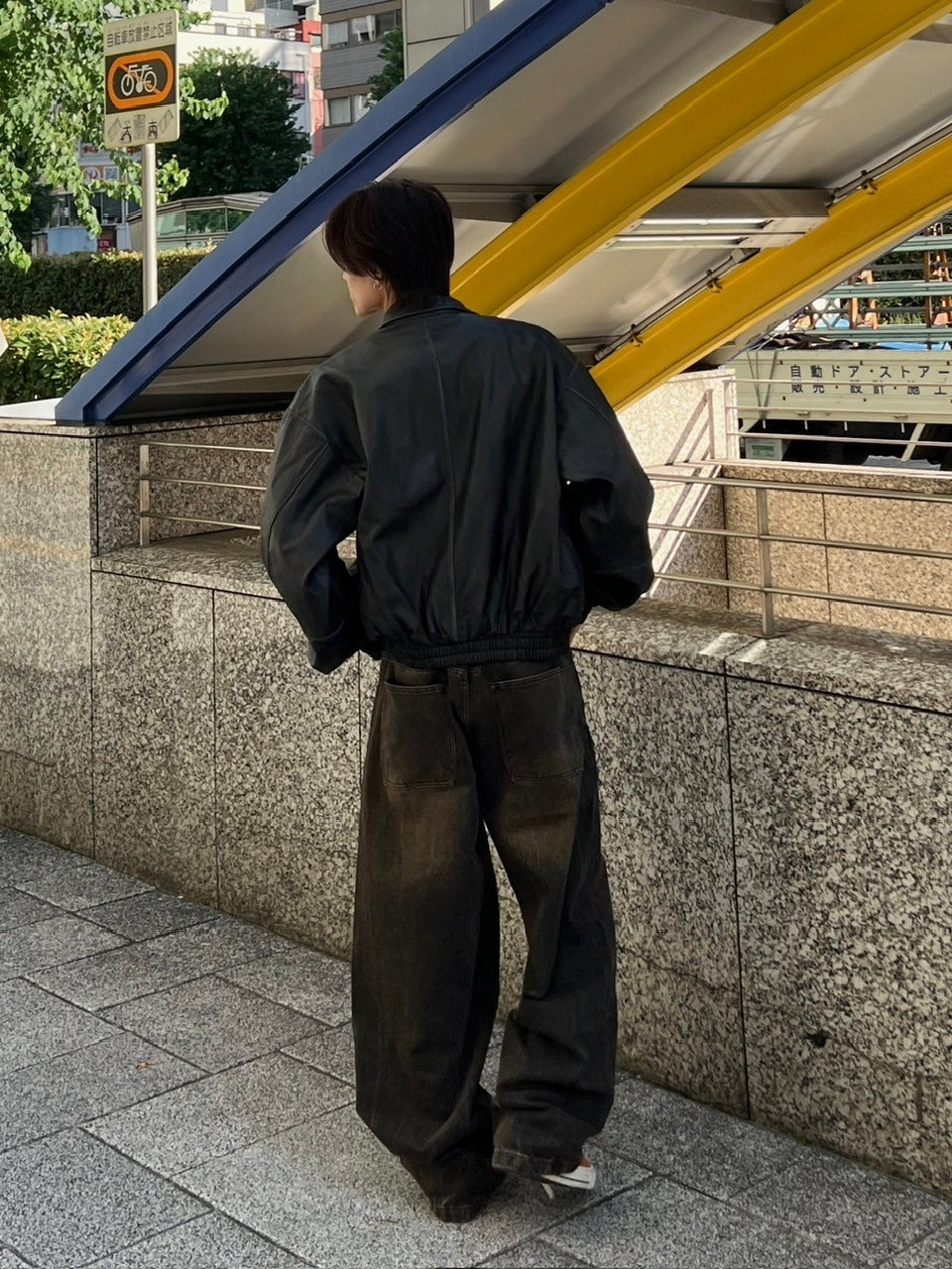 大阪店WEB限定受注制【Chikashitsu +】washing vegan leather jacket (2color)