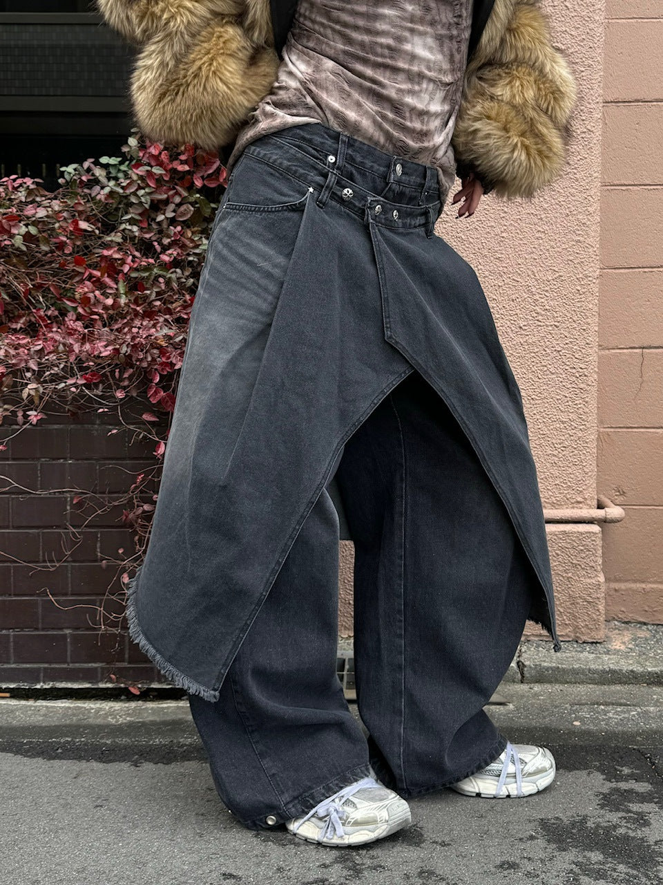 受注制【Chikashitsu +】wrapping design denim skirt (2color)