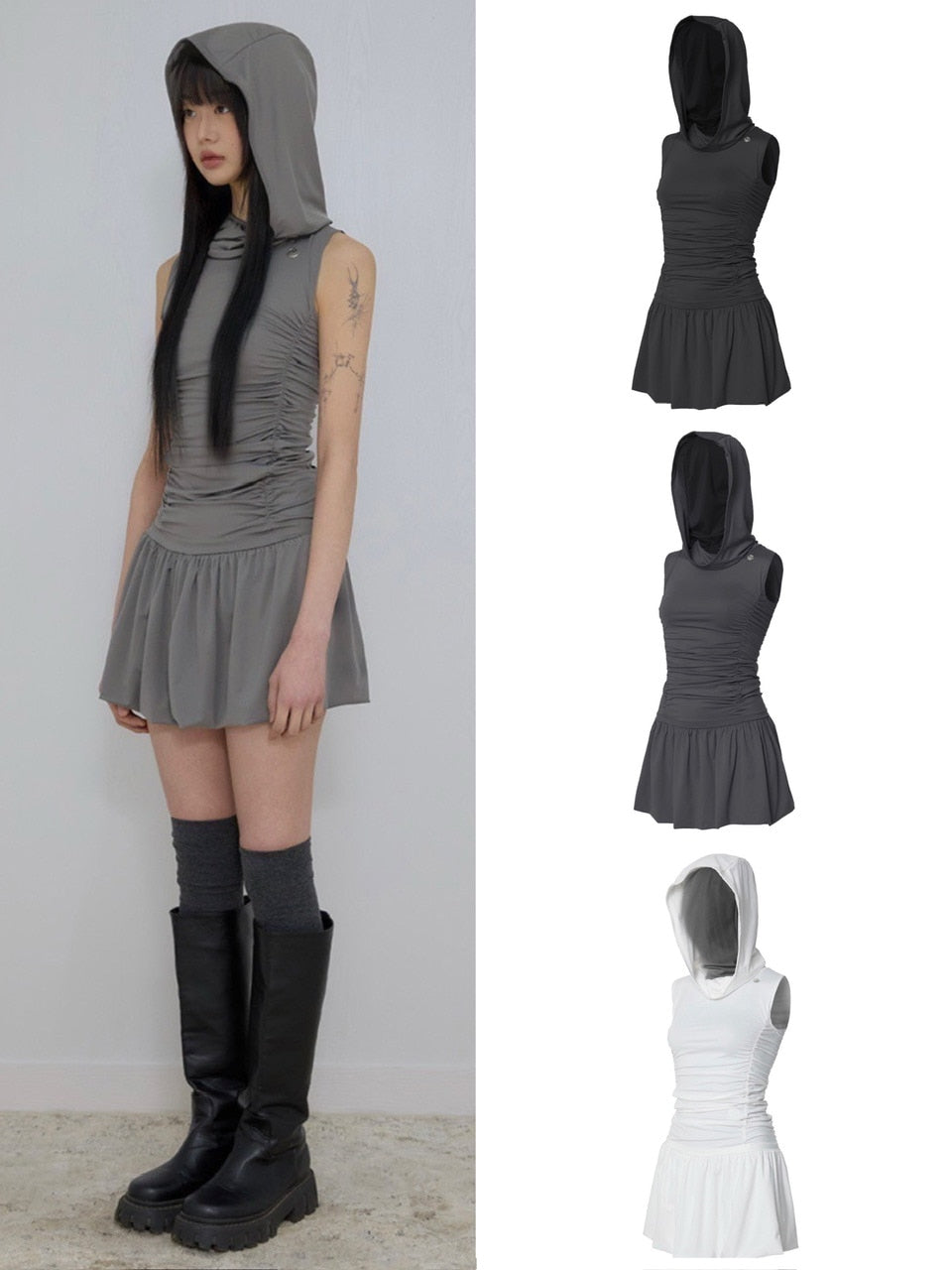 【FLAREUP】Hooded High Neck Dress