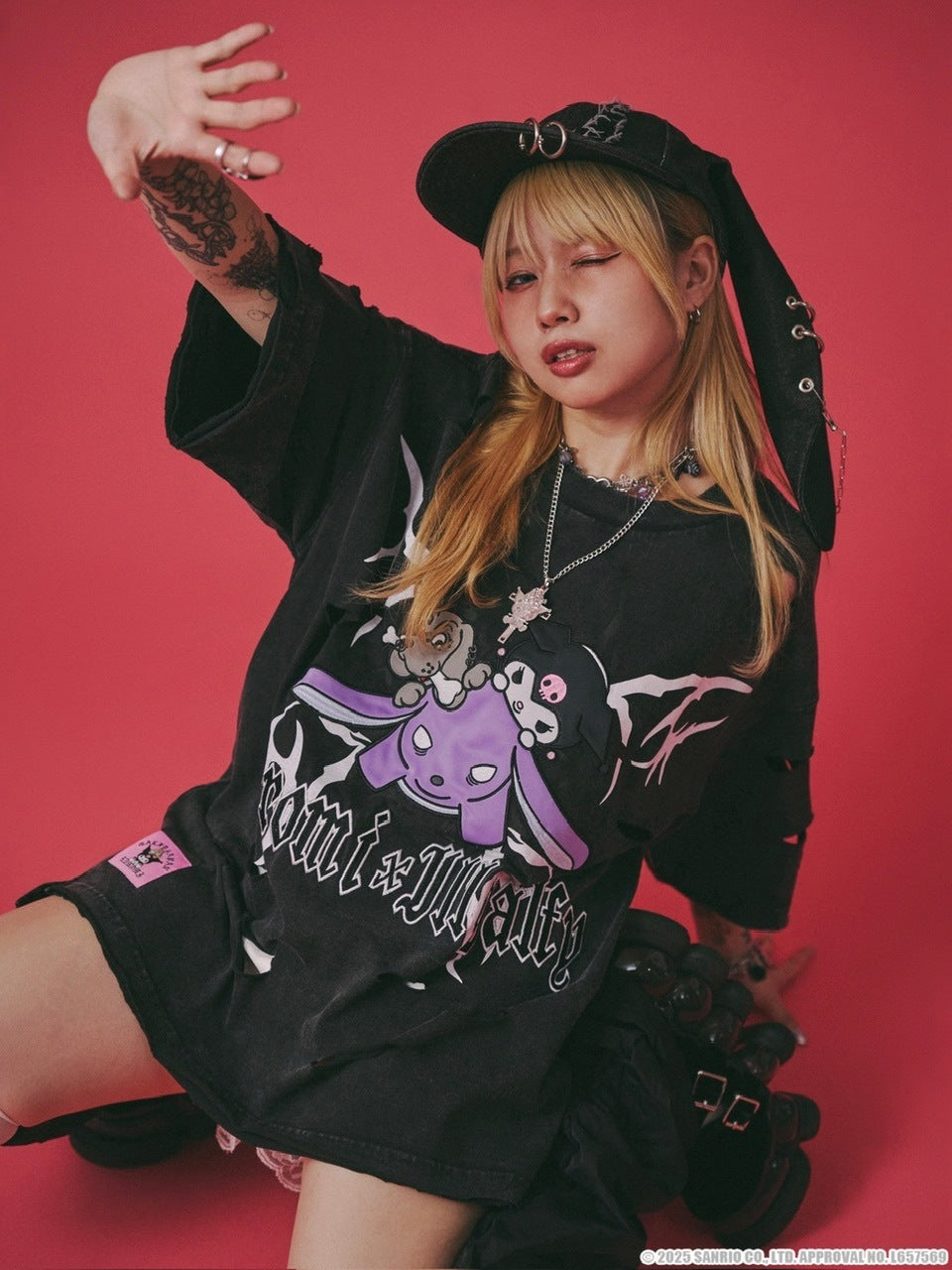 【GALFY×KUROMI】イルガルフィーボロボロ半袖TEE