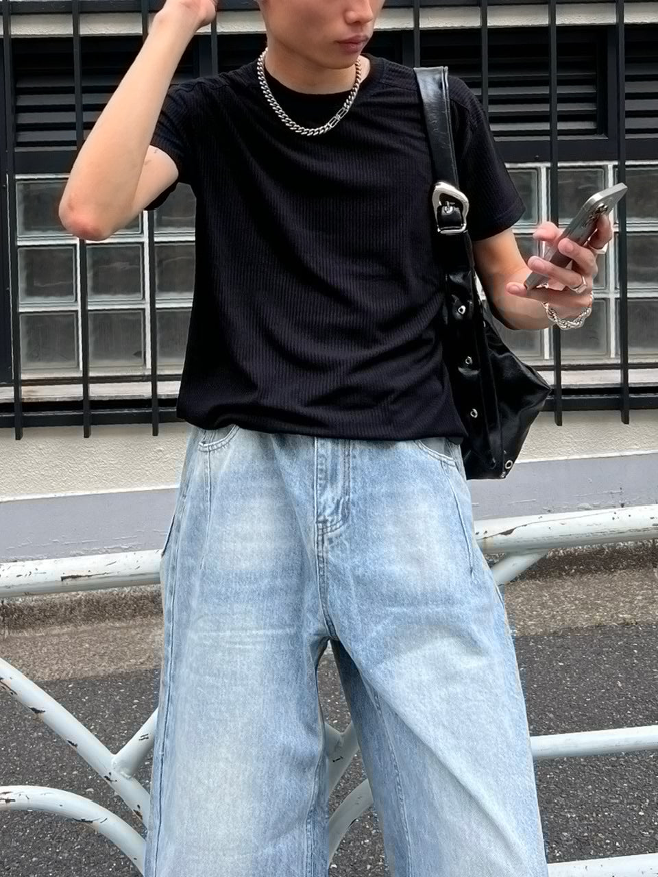 東京店WEB限定受注制【Chikashitsu +】cropped rib knit tee (3color)