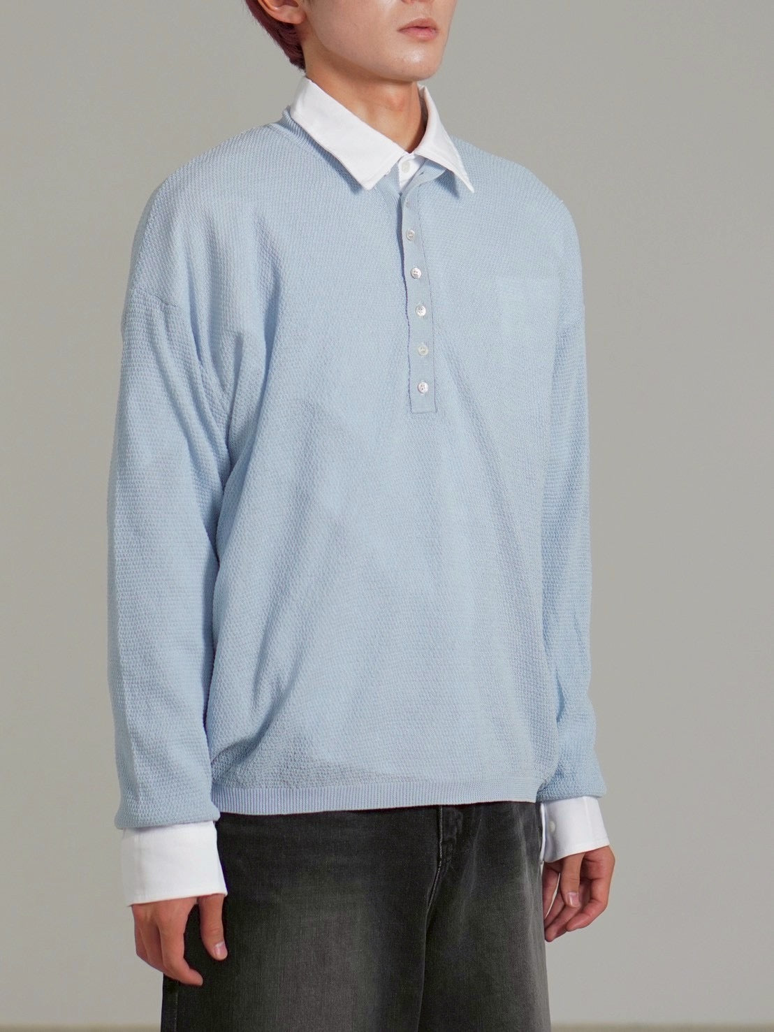 【Chikashitsu +】light touch henry neck knit / 【チカシツプラス】ライトタッチへンリーネックニット (3color)