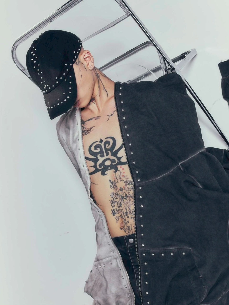 【DIG YOUR OWN GRAVE】FULLZIP STUDDED HOODIE /【ディグユアオウングレイブ】スタッズフルジップアップパーカー