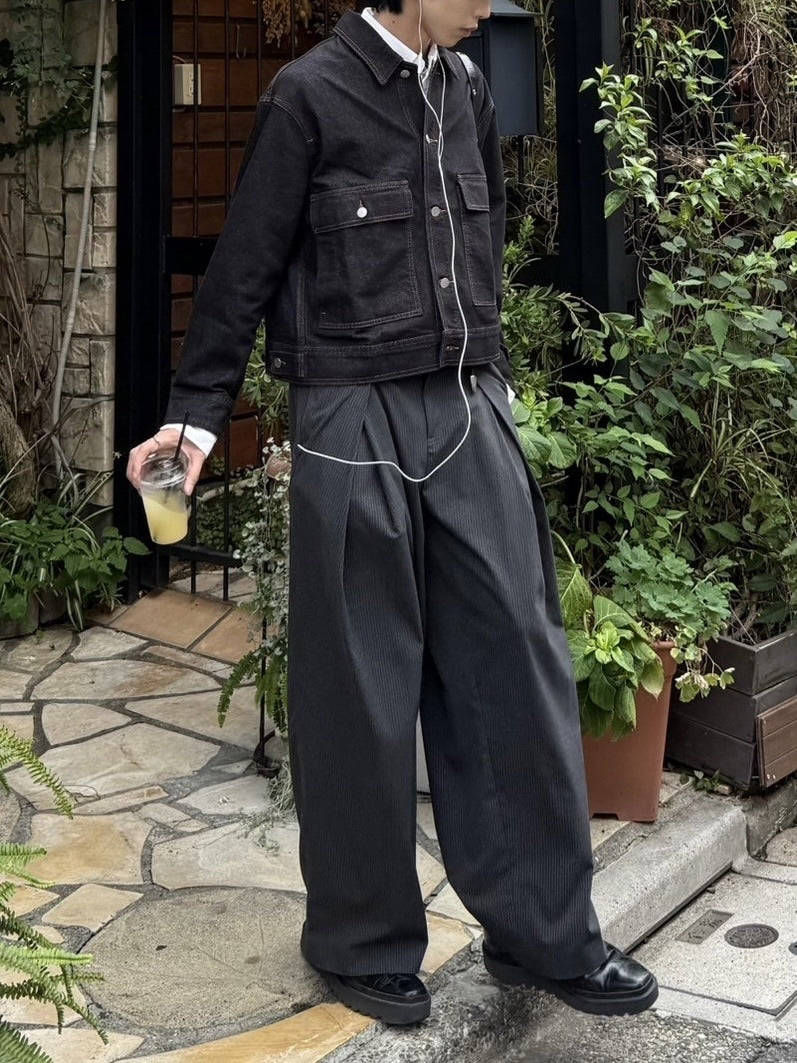 受注制【Chikashitsu +】2 pocket rigid denim jacket / 【チカシツプラス】ツーポケットデニムジャケット (2color)