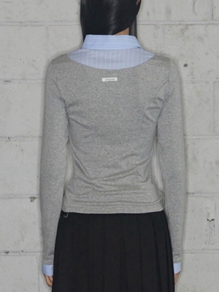 【FANCY CLUB】SHIRT LAYERED LONG SLEEVE / 【ファンシークラブ】シャツレイヤード長袖Ｔシャツ