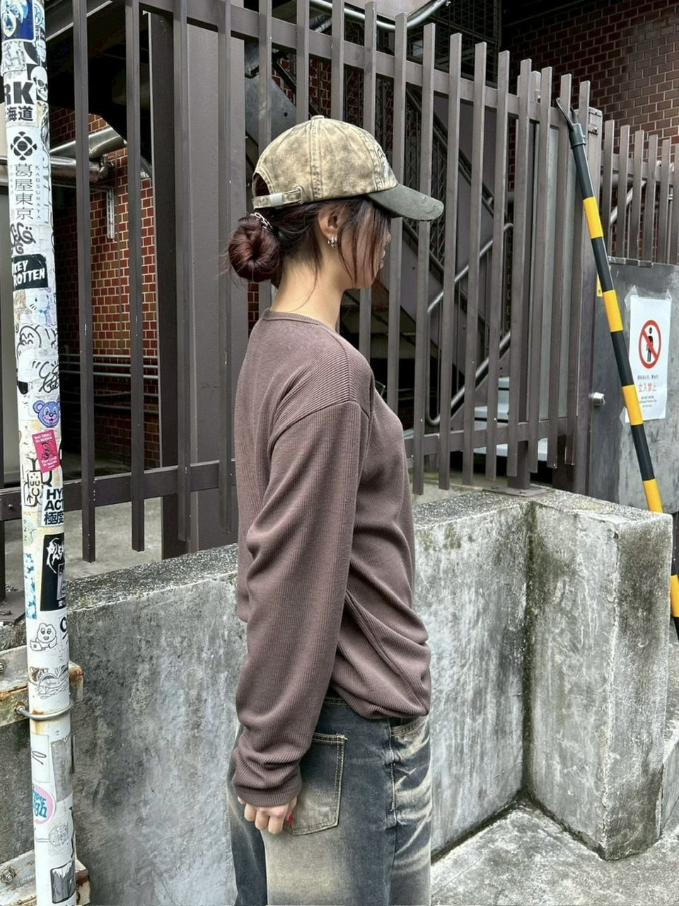 受注制【Chikashitsu +】front hook long sleeve knit / 【チカシツプラス】フロントフック長袖ニット (4color)