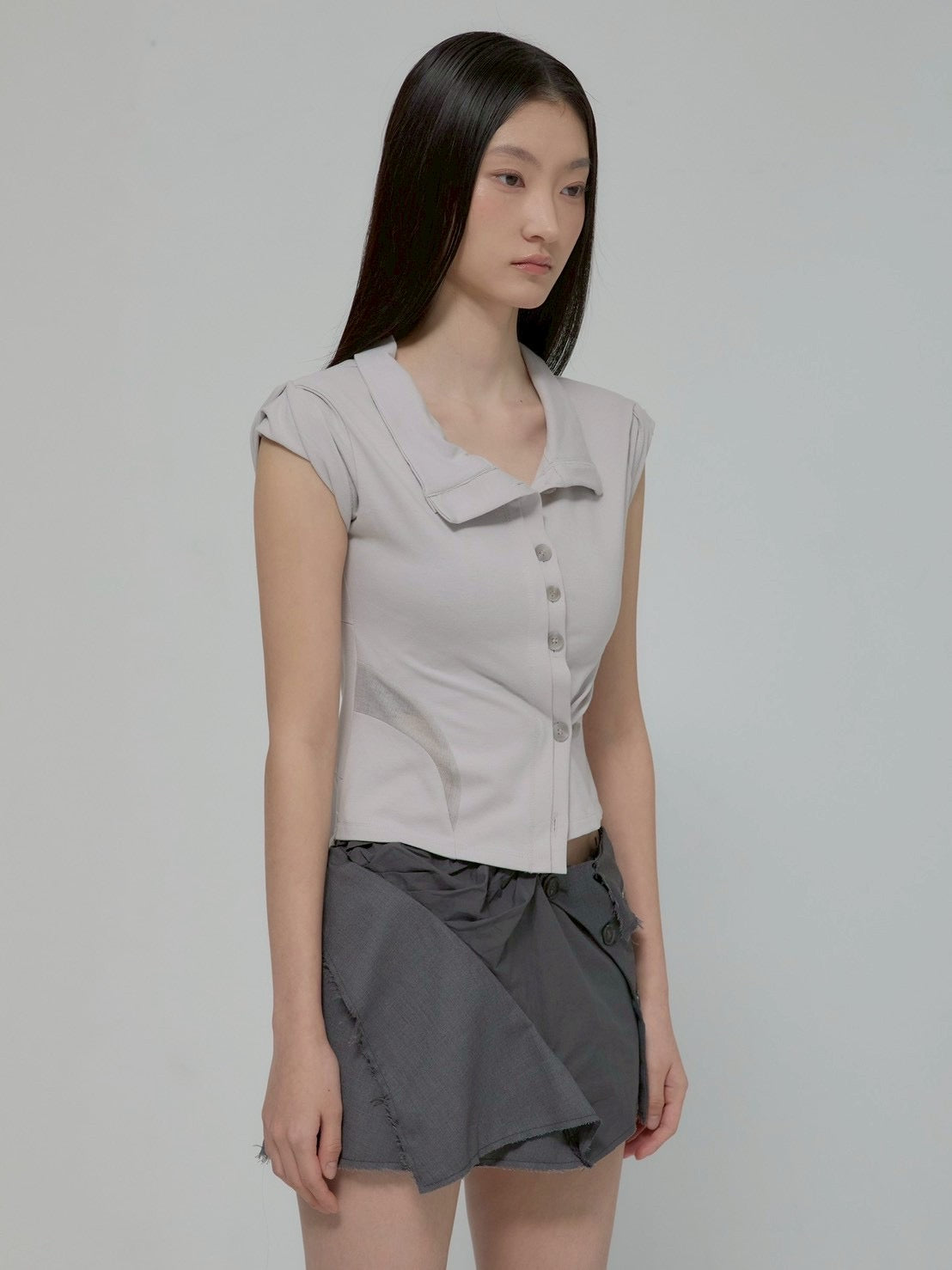 6/22 21:00発売【FLAREUP】Asymmetrical Layered Mini Skirt