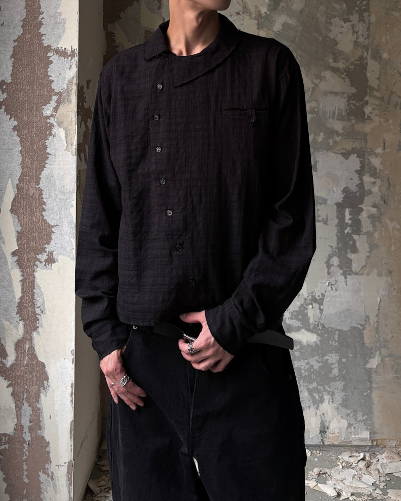 予約制【Lee fi Ne】Offset Sheer Check Shirt
