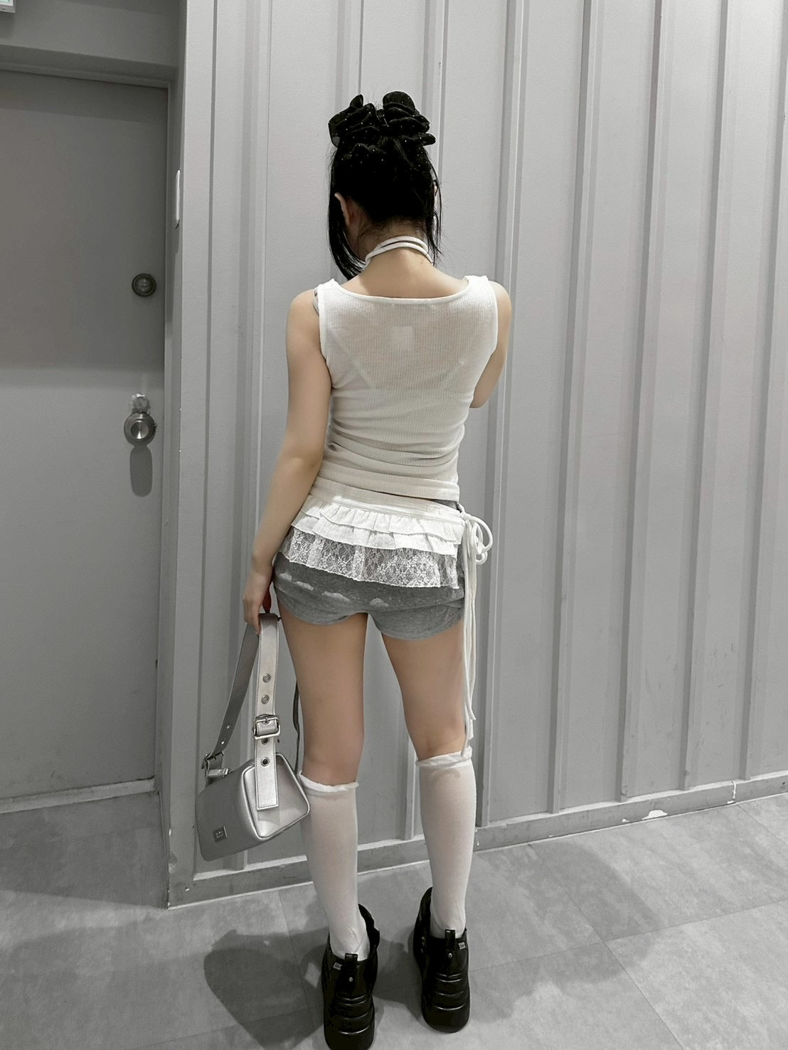 受注制【nmtc+】Doodle Lace Sleeveless Tee Muffler Set (2color)