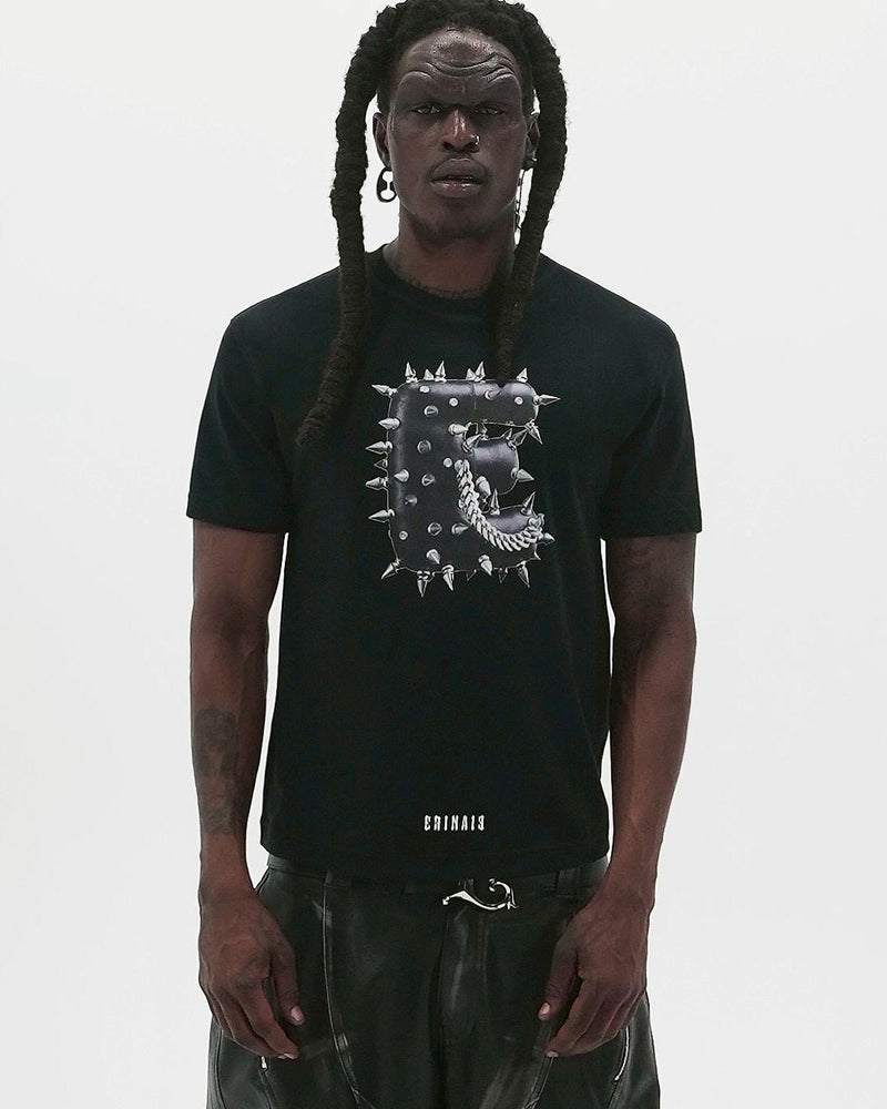 【E RIN AI E】STUD BOLD E SHORT SLEEVE T