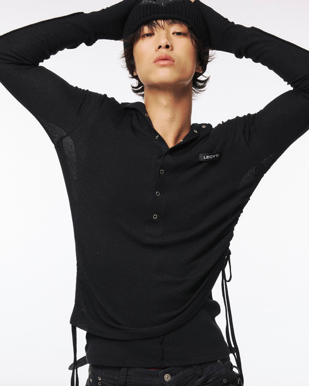 【LECYTO】String Slim Hooded T-shirt