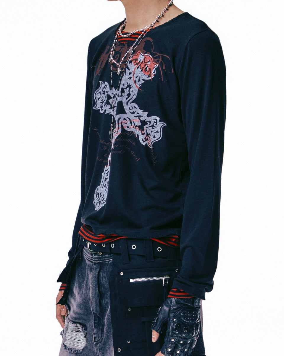 【LECYTO】Xenon Cross Stripe T-Shirt