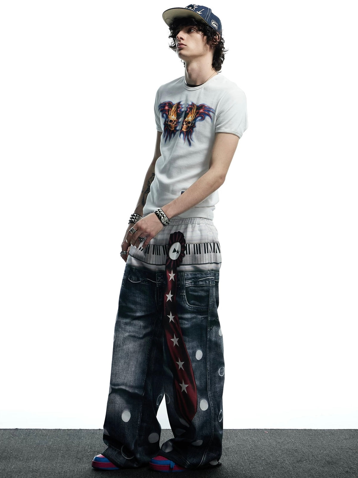 【DND4DES】All-Over Print Tie Polka Dot Sweatpants